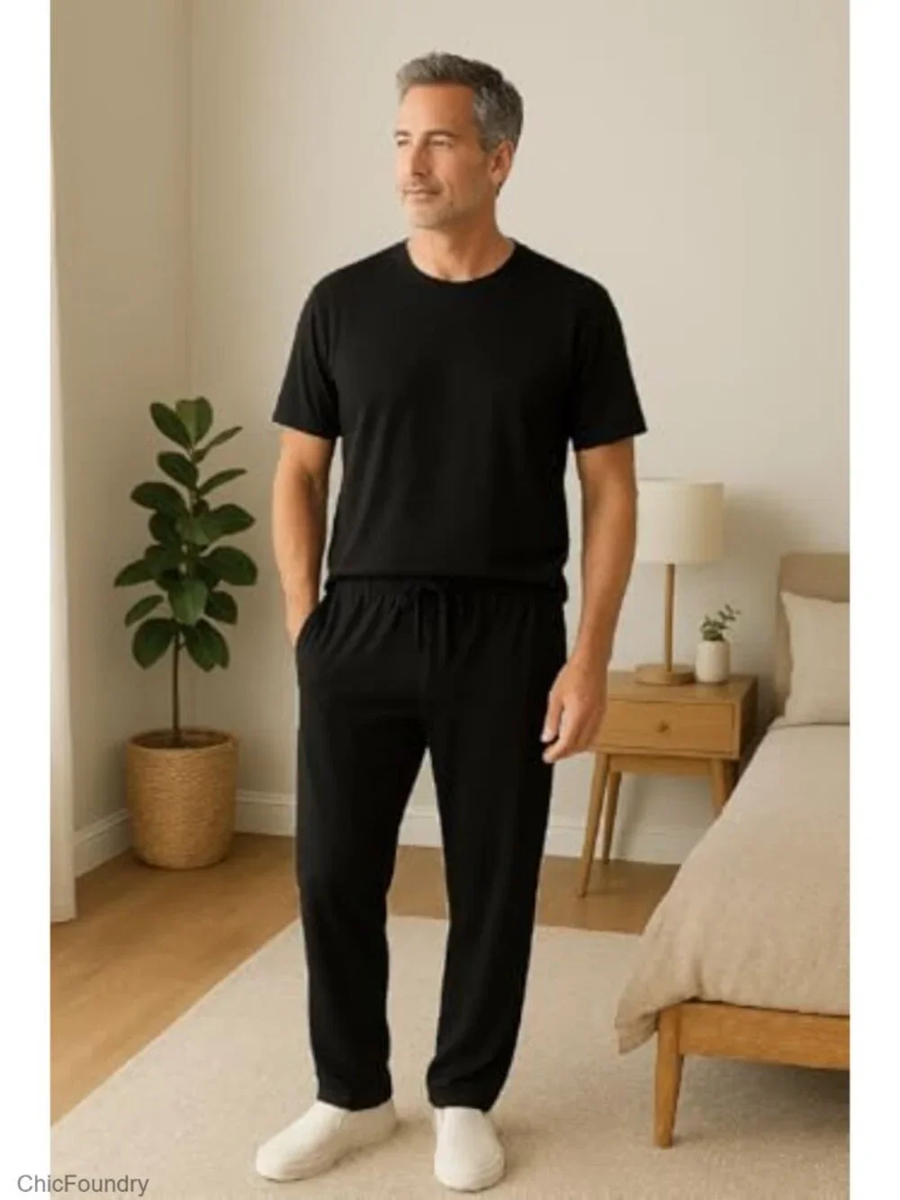 Men's Modal Pajama Set - Short Sleeve Shirt & Pants, Ultra-Soft Lounge